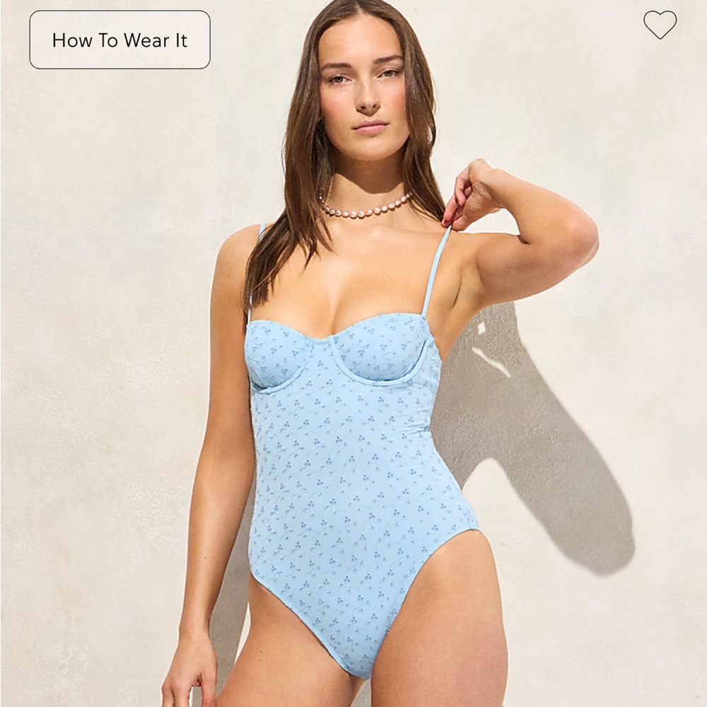 J. Crew Eyelet Balconette One Piece Swimsuit